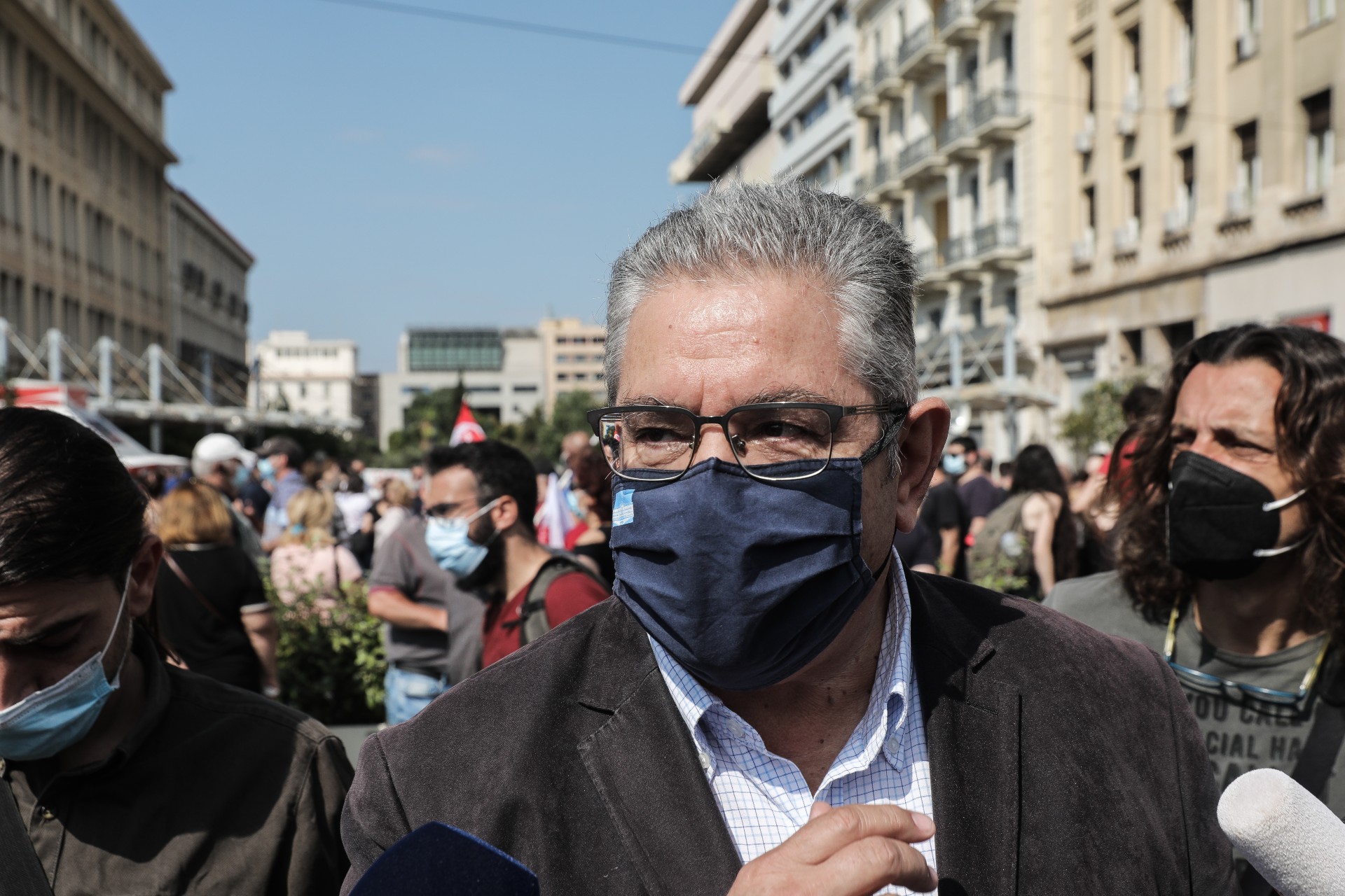 Στο συλλαλητήριο του ΠΑΜΕ ο γγ του ΚΚΕ Δημήτρης Κουτσούμπας © Eurokinissi
