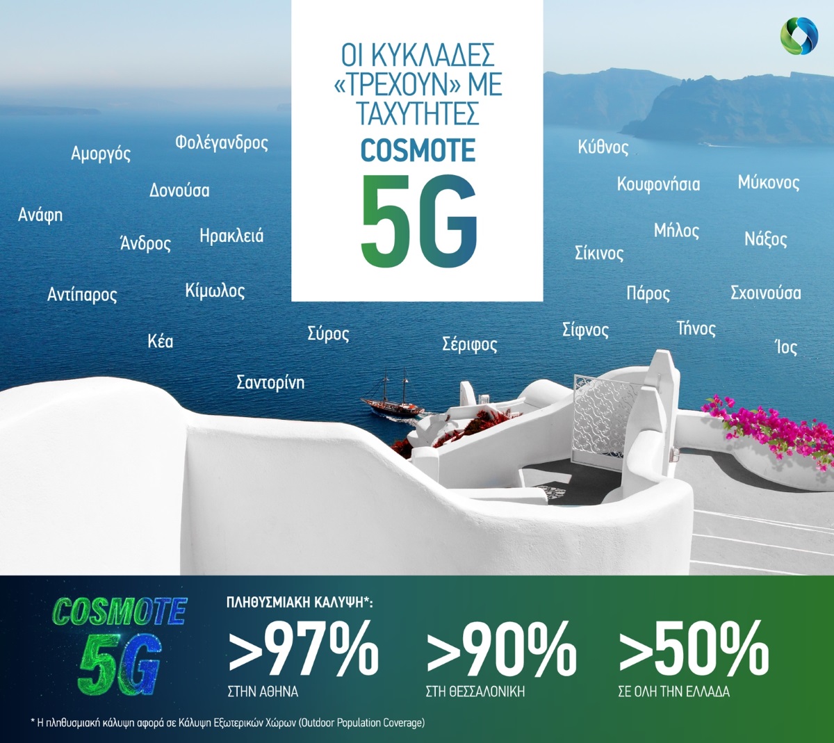 Cosmote: Τα νησιά των Κυκλάδων τρέχουν με ταχύτητες 5G