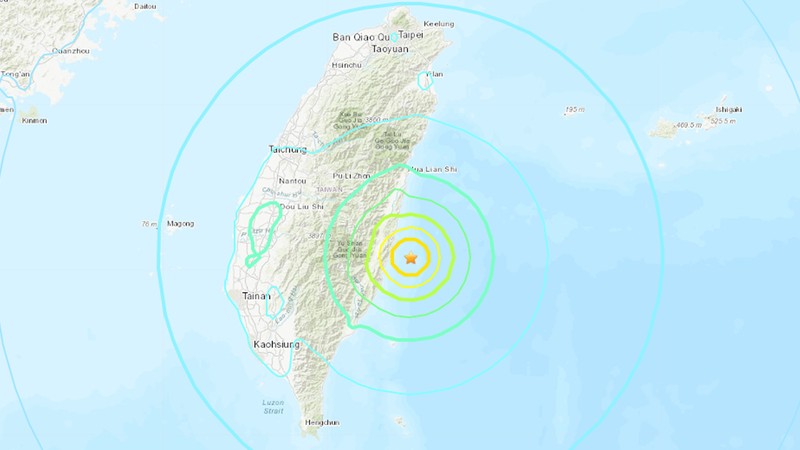 Σεισμός 6,6 βαθμών Ρίχτερ στην Ταϊβάν © USGS
