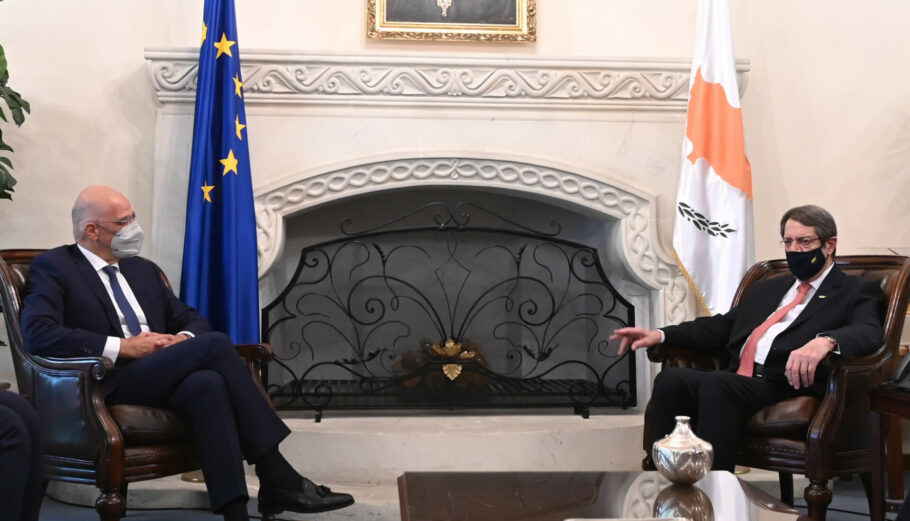 Επίσκεψη του υπουργού Εξωτερικών Νίκου Δένδια στην Κύπρο - Συνάντηση με τον Πρόεδρο της Κύπρου Νίκο Αναστασιάδη © Eurokinissi