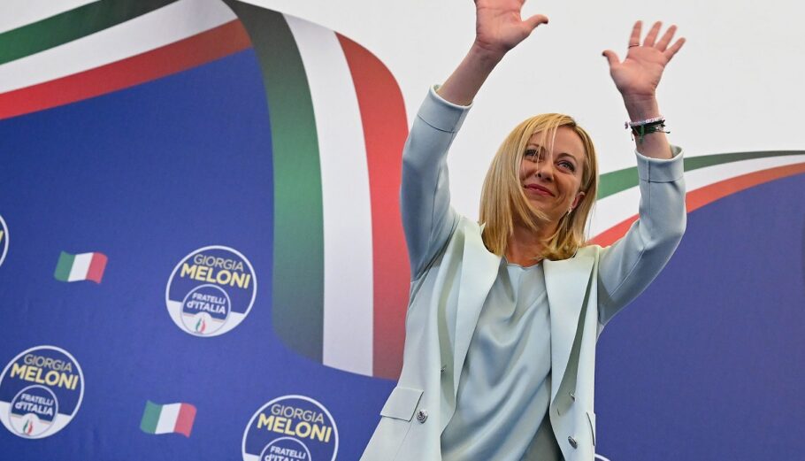 Η πρόεδρος του ακροδεξιού κόμματος της Ιταλίας, Τζ. Μελόνι © EPA/ETTORE FERRARI