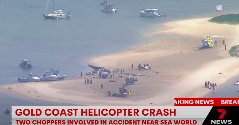 Δύο ελικόπτερα συγκρούστηκαν κοντά σε θεματικό θαλάσσιο πάρκο στην πολιτεία Κουίνσλαντ της Αυστραλίας © printscreen