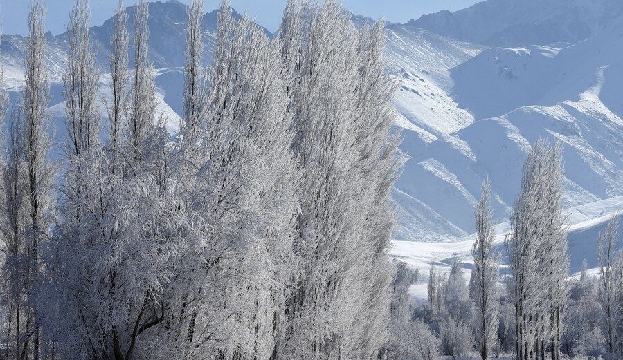 Χιονισμένα βουνά στο χωριό Gornaya Mayevka στο Κιργιστάν @EPA, IGOR KOVALENKO