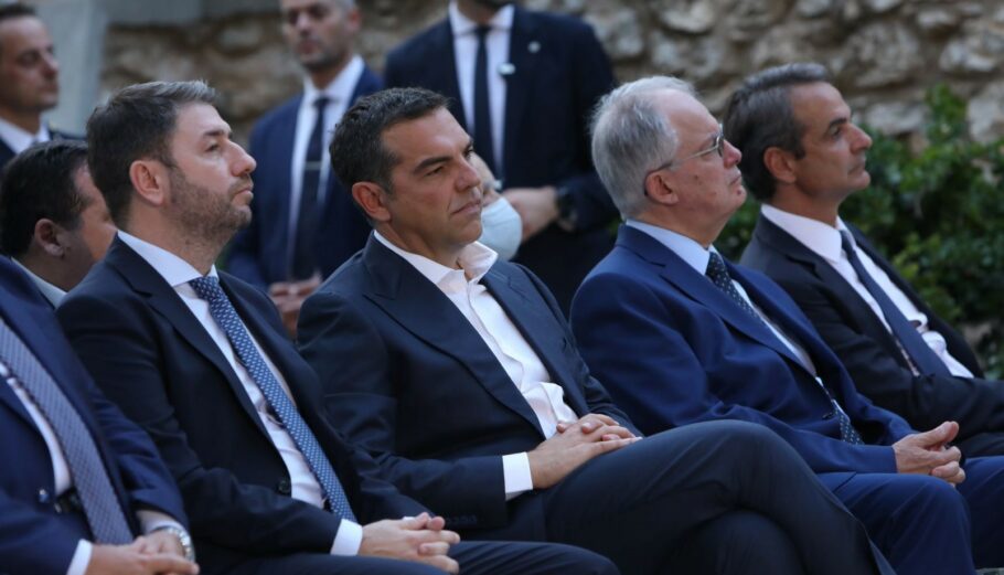 Ο Ν. Ανδρουλάκης, ο Αλ. Τσίπρας, ο Κ. Τασούλας και ο Κυρ. Μητσοτάκης ©Eurokinissi