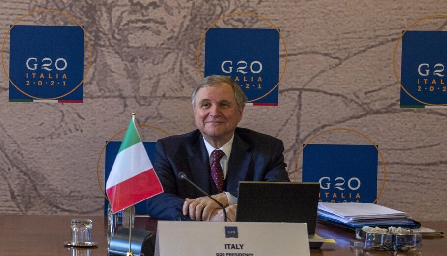 Ο διοικητής της Τράπεζας της Ιταλίας, Ινιάτσιο Βίσκο © EPA/G20 Italy Finance Media / HANDOUT HANDOUT EDITORIAL