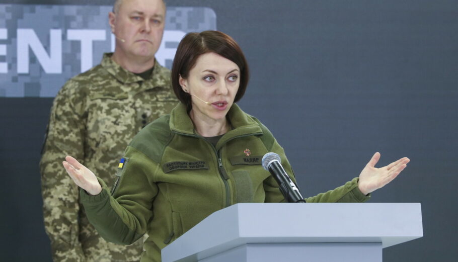 Η υφυπουργός Άμυνας της Ουκρανίας, Χάνια Μαλιάρ © EPA/SERGEY DOLZHENKO