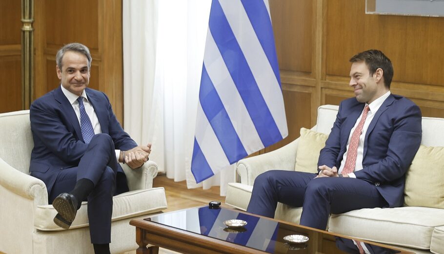 Συνάντηση του Πρωθυπουργού Κυριάκου Μητσοτάκη με τον πρόεδρο του ΣΥΡΙΖΑ - Προοδευτική Συμμαχία Στέφανο Κασσελάκη@Eurokinissi