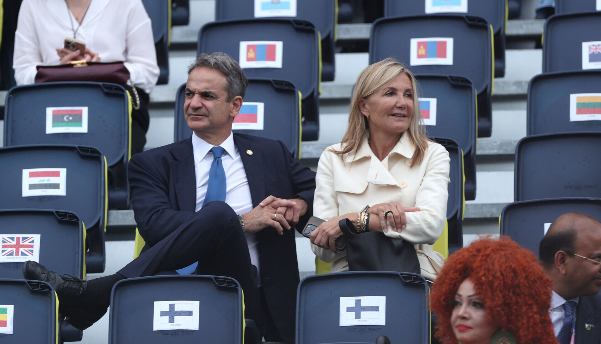 Κυριάκος Μητσοτάκης και Μαρέβα Γκραμπόφσκι στην Τελετή Έναρξης των Ολυμπιακών Αγώνων Παρίσι 2024 © Intime