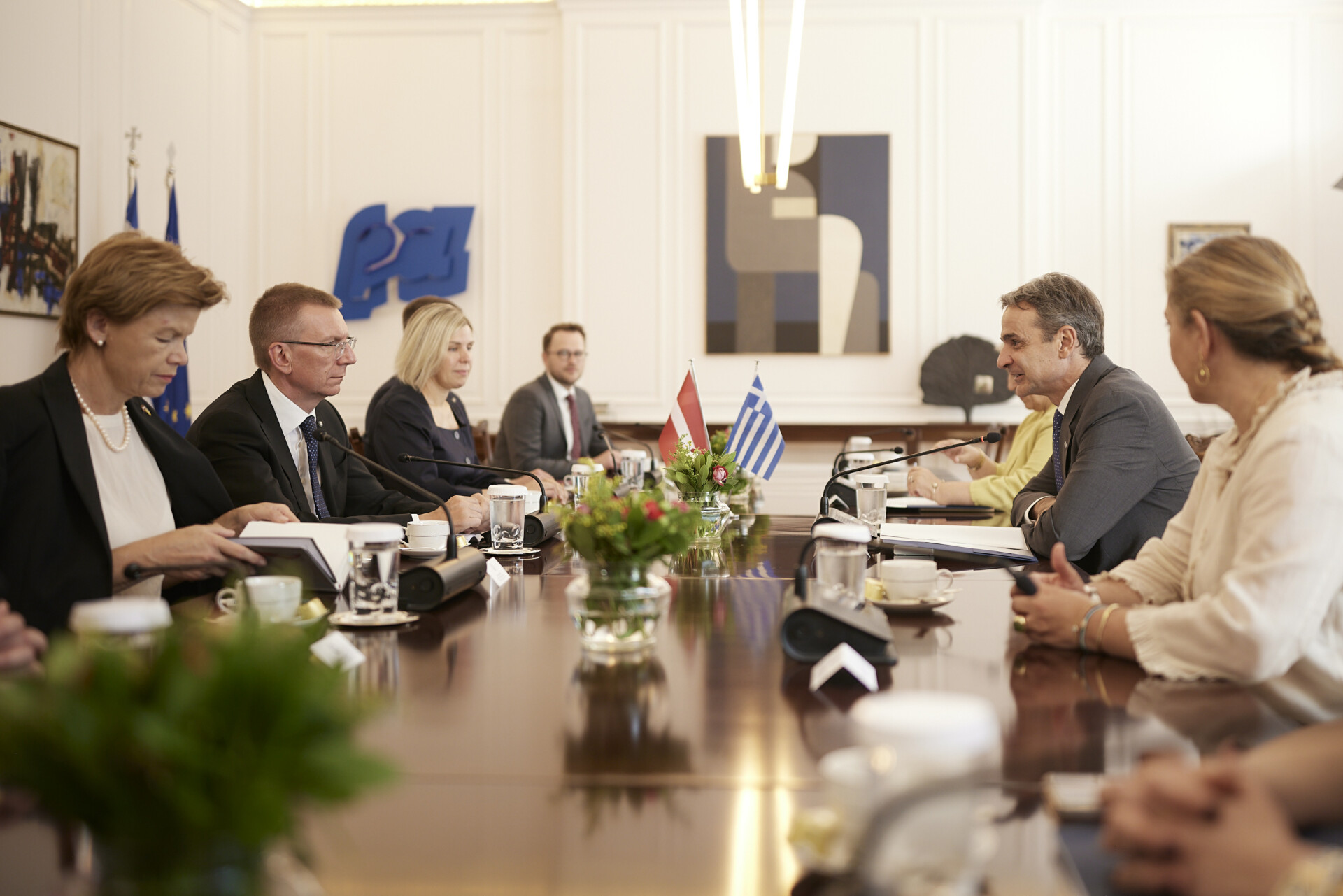 Συνάντηση Μητσοτάκη με τον Λετονό πρόεδρο, Έντγκαρς Ρίνκεβιτς © Γραφείο Τύπου Πρωθυπουργού