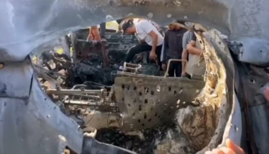 Συντρίμια μετά από το χτύπημα που σκότωσε τον διοικητή της Χαμάς © Printscreen Youtube