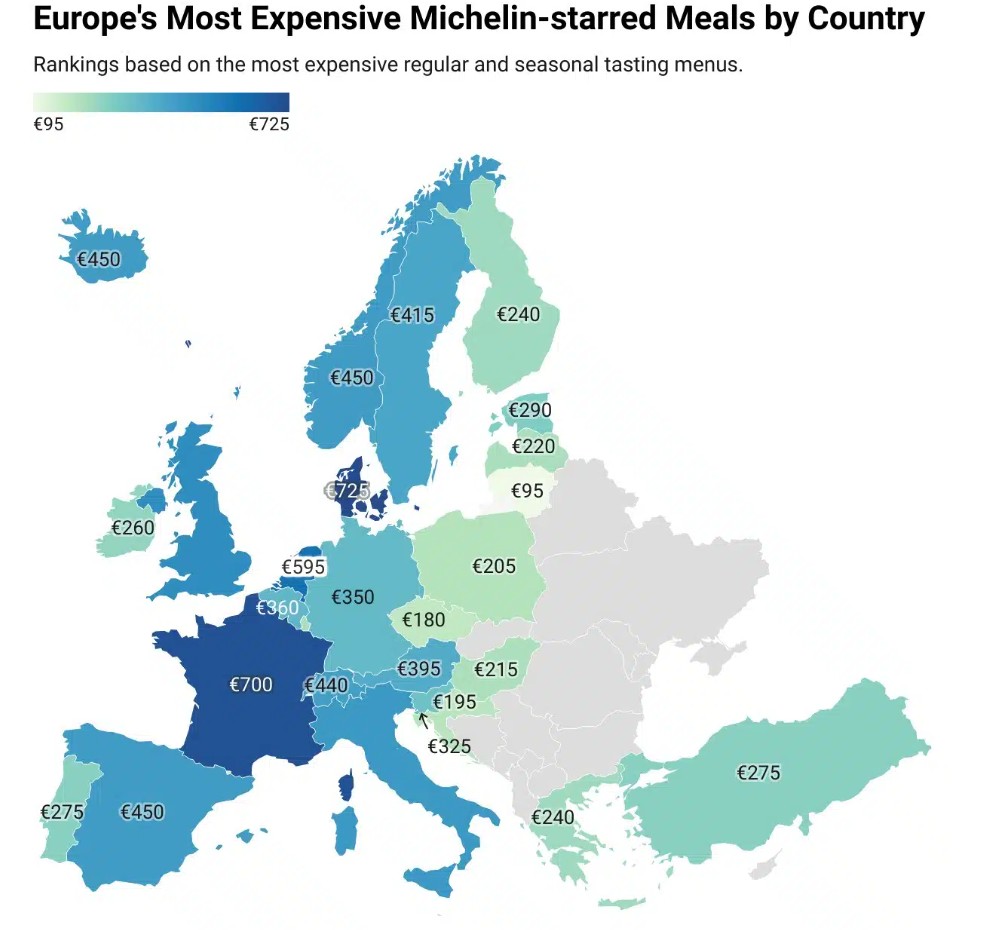 Οι χώρες με τα πιο ακριβά εστιατόρια Michelin στην Ευρώπη © chefspencil.com