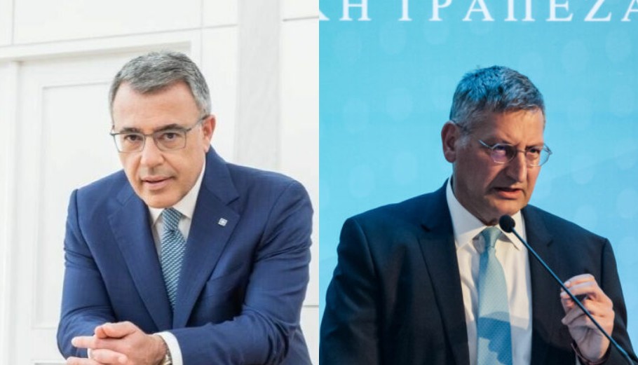 Ο CEO της Alpha Bank, Β. Ψάλτης και ο CEO της Εθνικής Τράπεζας Παύλος Μυλωνάς © Alpha Bank/ Εθνική Τράπεζα